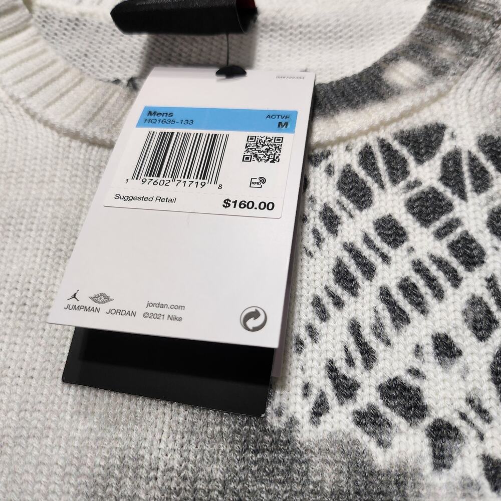 Mens Size M Nike Air Jordan Sweater Knit Heavyweight Crewneck White HQ1635-133 - Picture 2 of 5